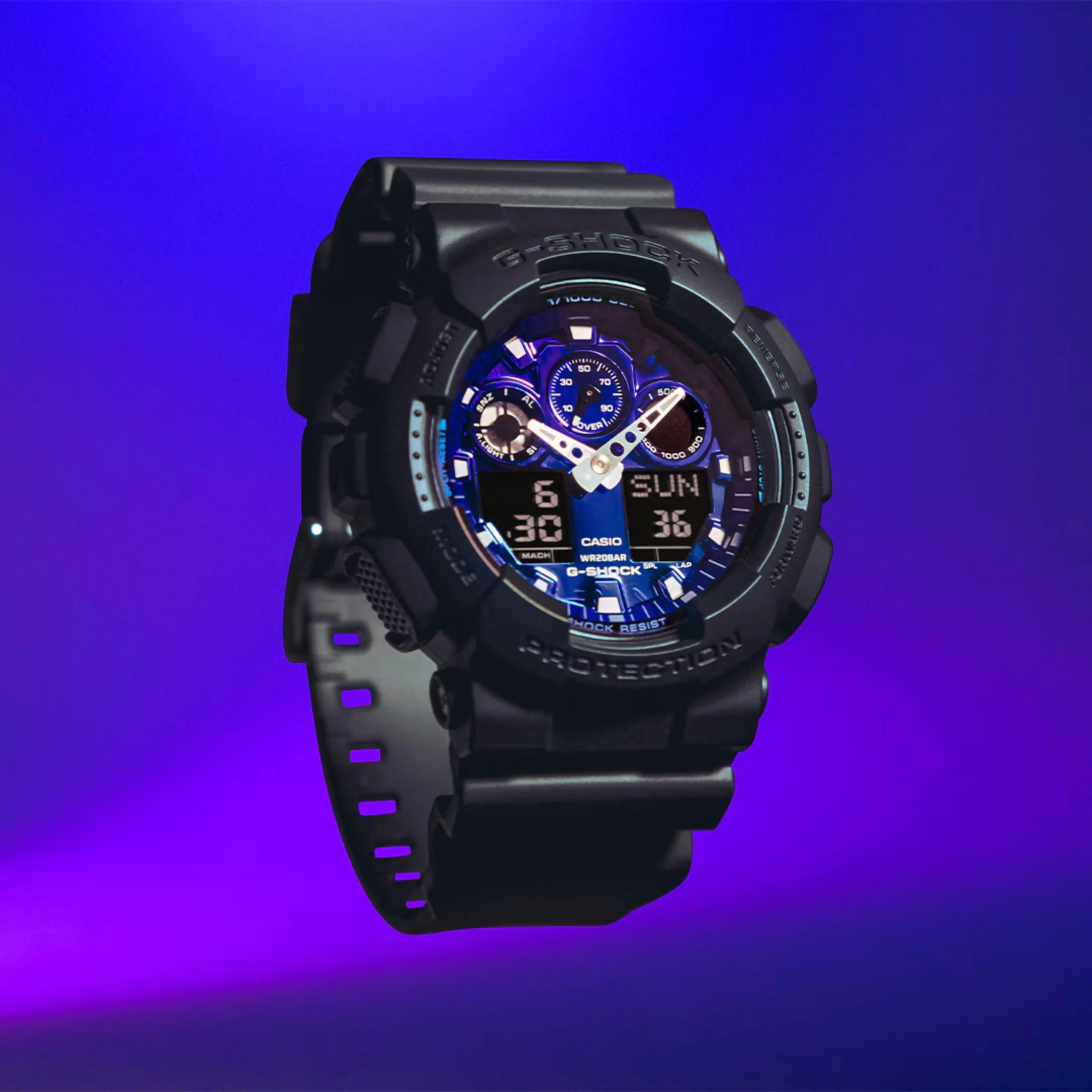 CASIO G-SHOCK GA-100FL-1ADR STANDARD ANALOG-DIGITAL BLUE MEN WATCH - Image 6