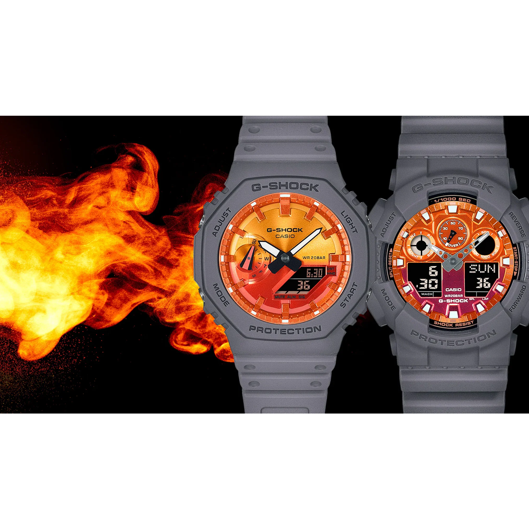 CASIO G-SHOCK GA-100FL-8ADR STANDARD ANALOG-DIGITAL ORANGE MEN WATCH - Image 12