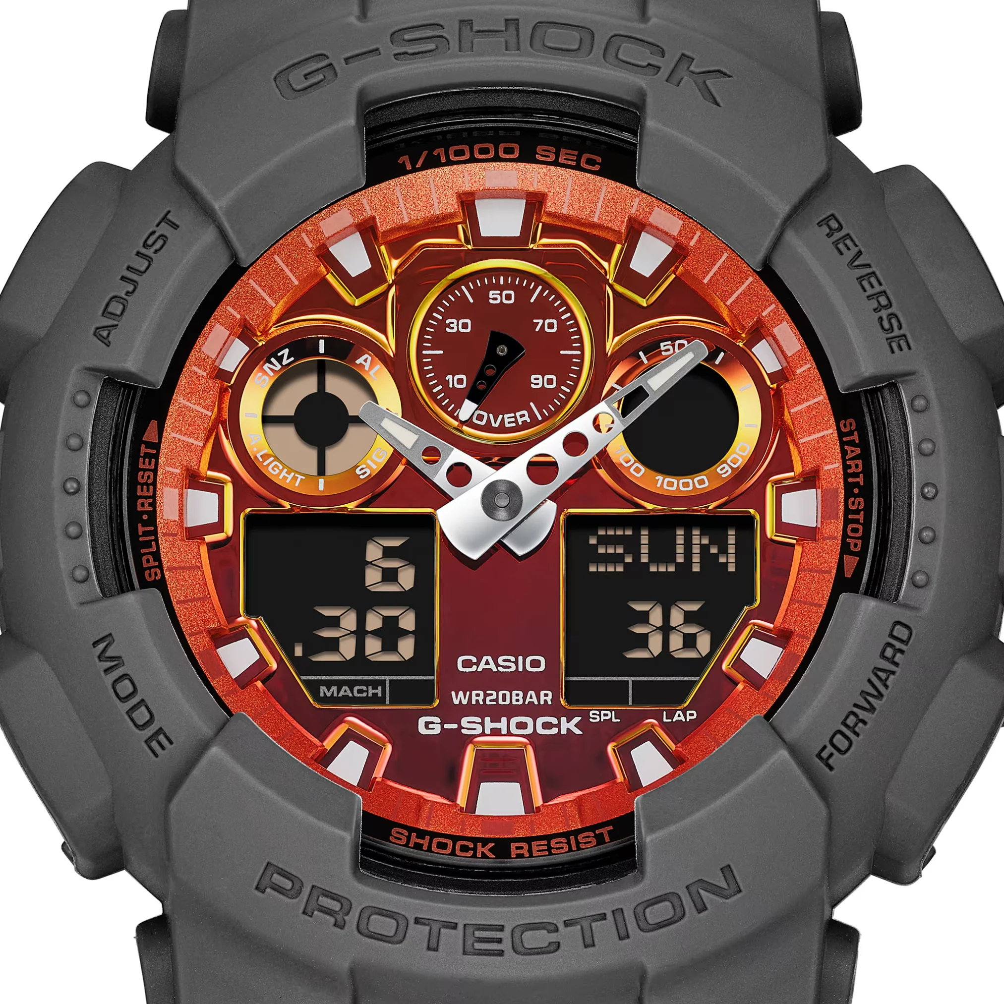 CASIO G-SHOCK GA-100FL-8ADR STANDARD ANALOG-DIGITAL ORANGE MEN WATCH - Image 6