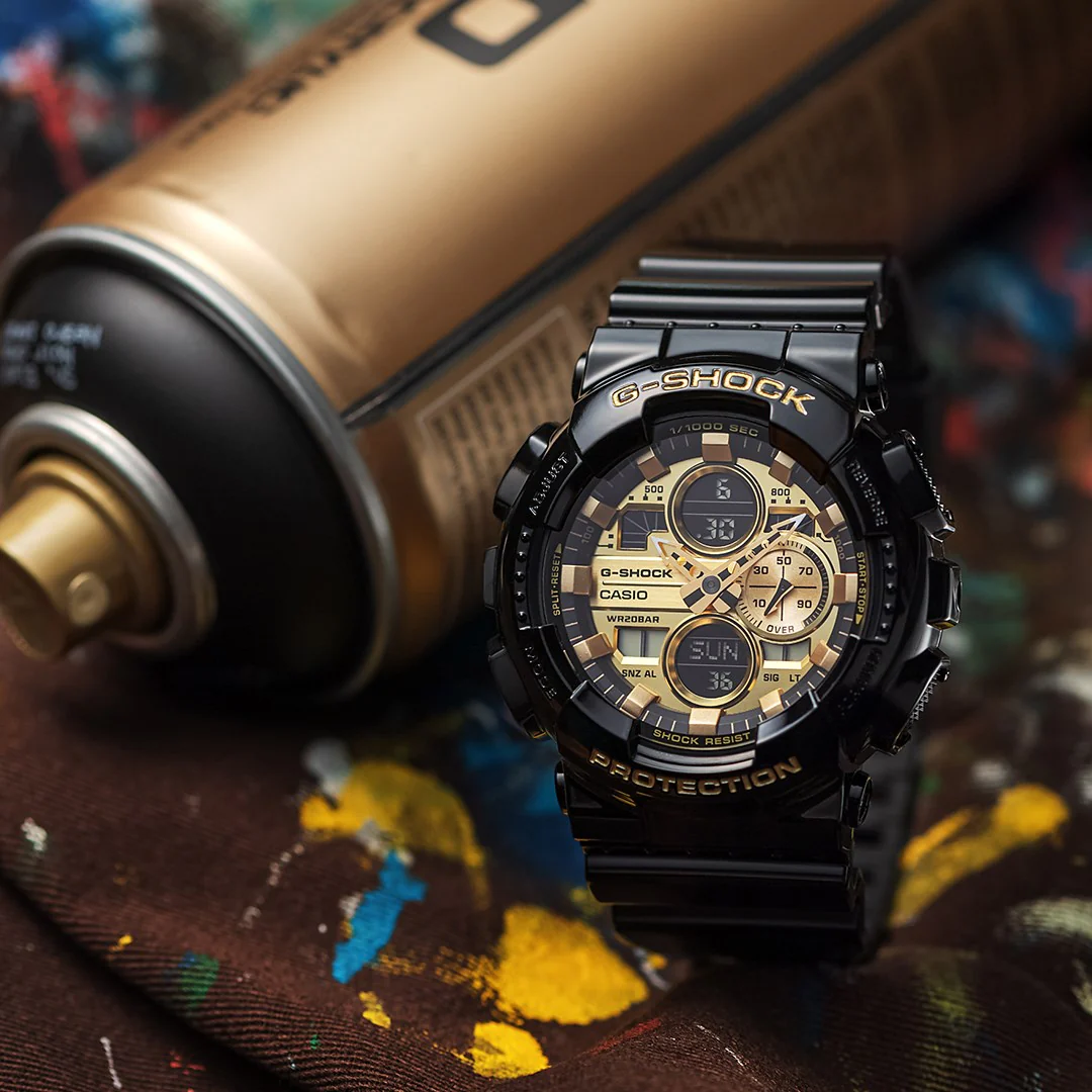 CASIO G-SHOCK GA-140GB-1A1DR SPECIAL COLOUR MODELS BLACK GOLD WATCH - Image 4