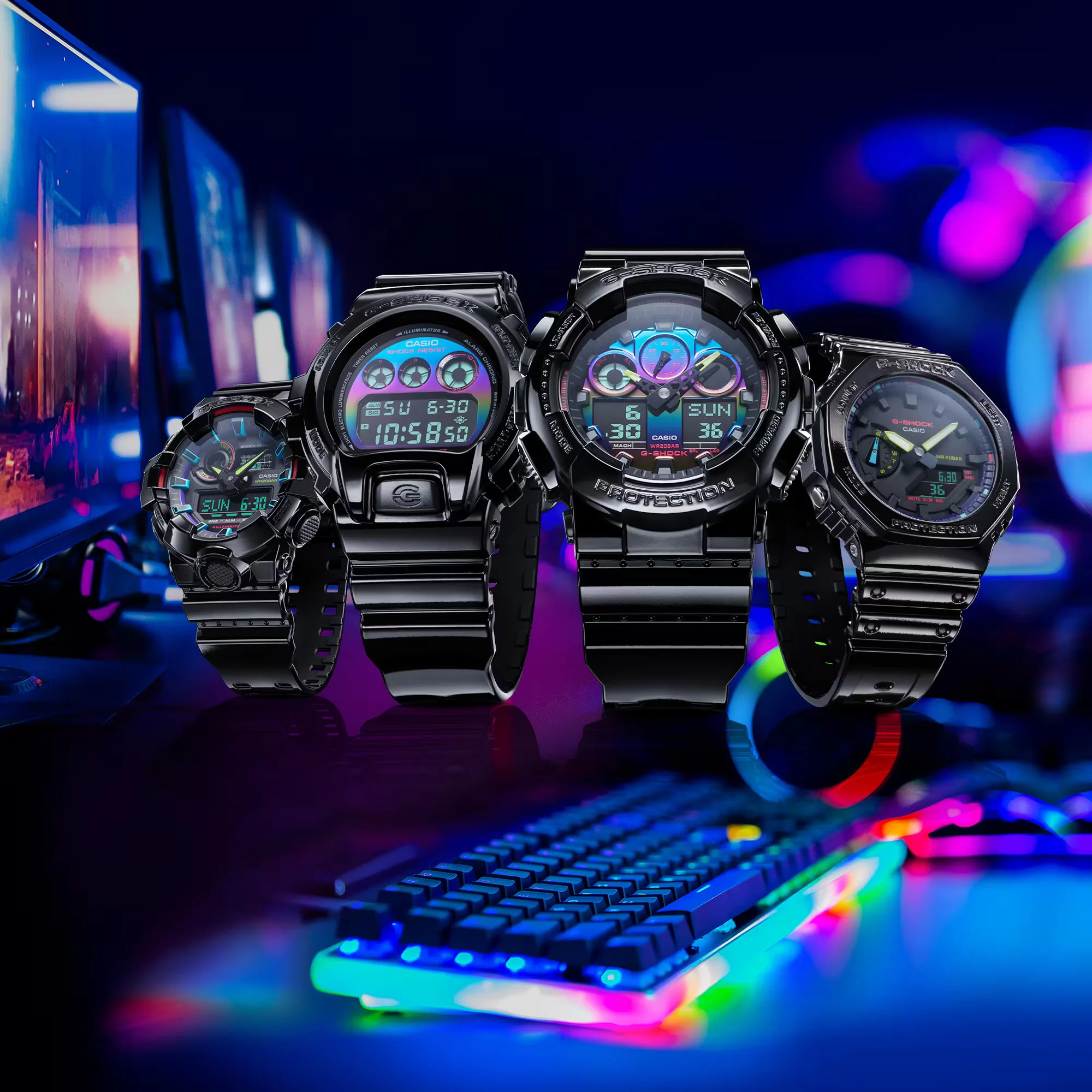 CASIO G-SHOCK GA-2100RGB-1ADR VIRTUAL RAINBOW ANALOG DIGITAL BLACK WATCH - Image 11