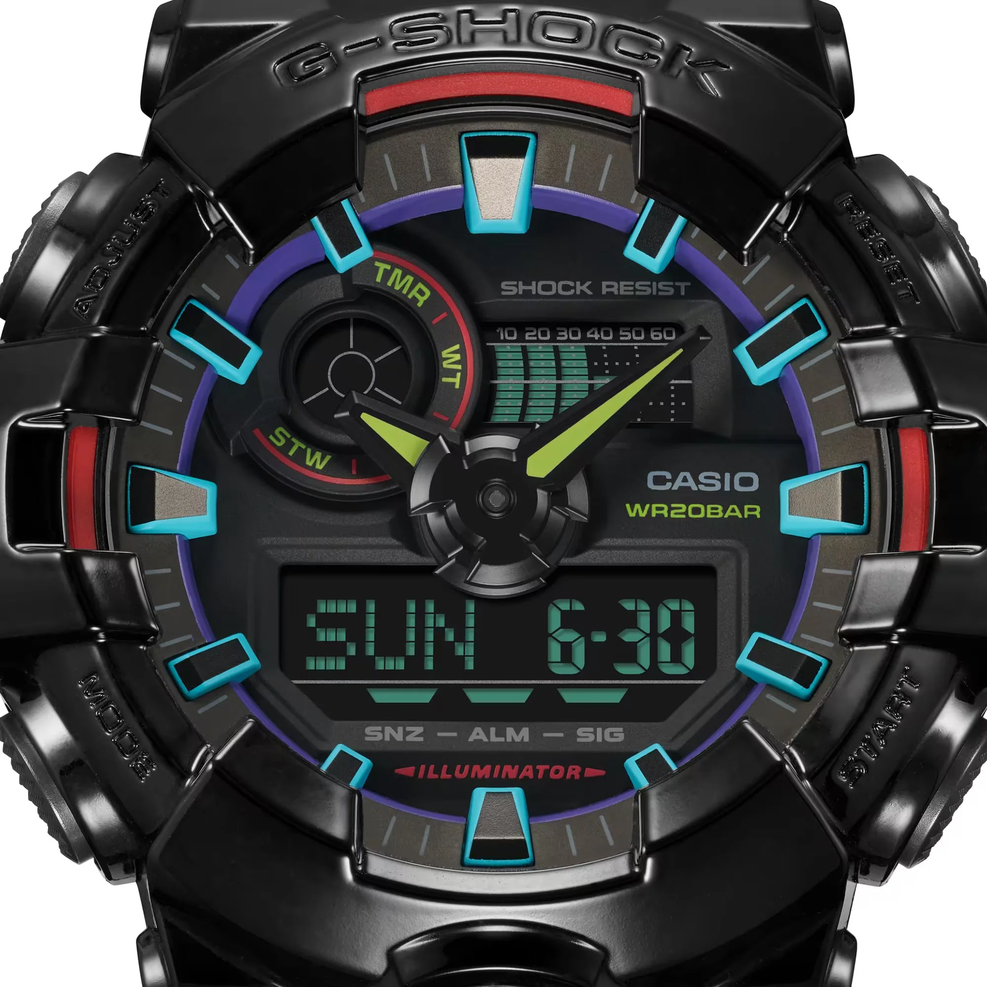 CASIO G-SHOCK GA-700RGB-1ADR VIRTUAL RAINBOW ANALOG DIGITAL BLACK WATCH - Image 4