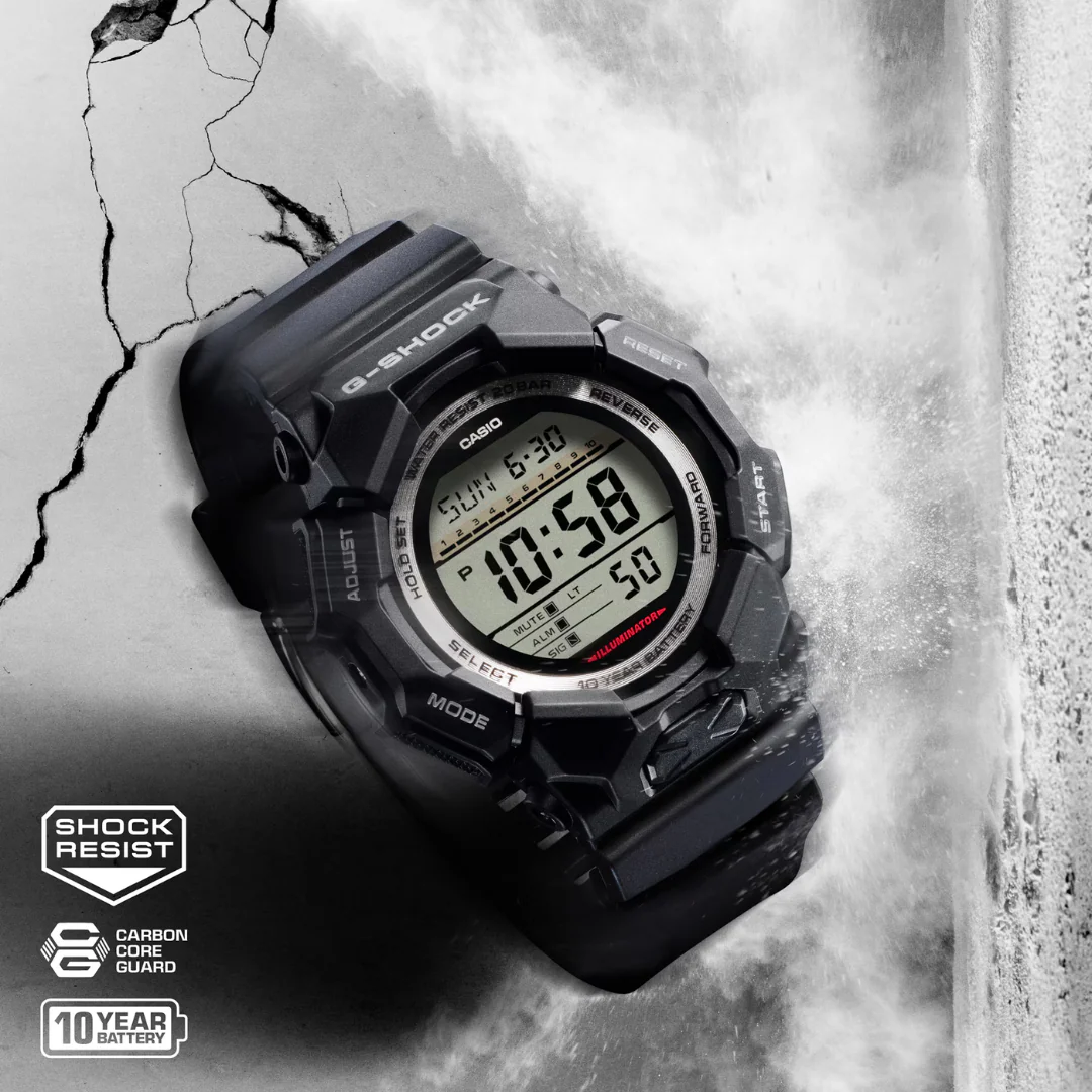 CASIO G-SHOCK GD-010-1DR STANDARD DIGITAL BLACK WATCH - Image 7