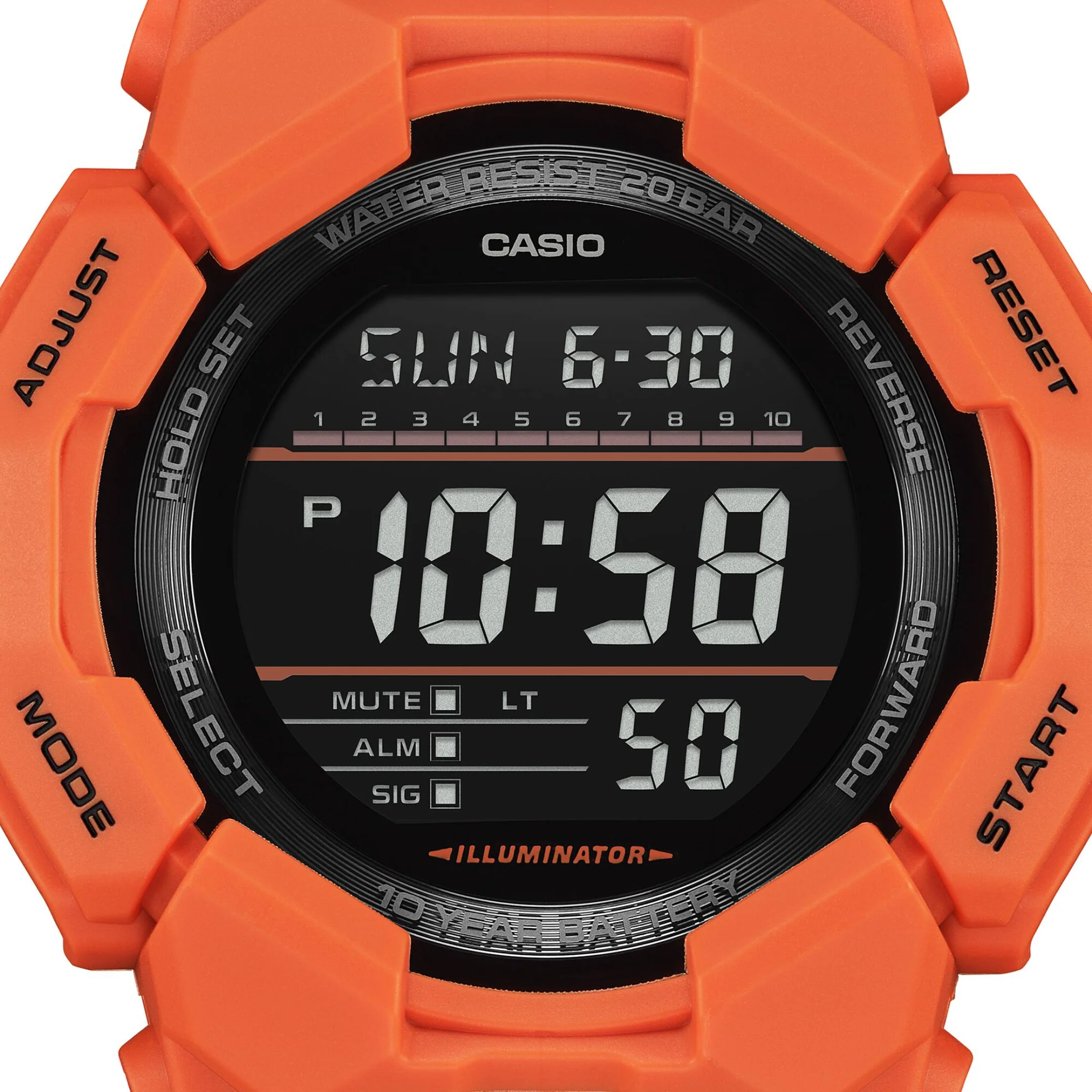 CASIO G-SHOCK GD-010-4DR STANDARD DIGITAL ORANGE WATCH - Image 4