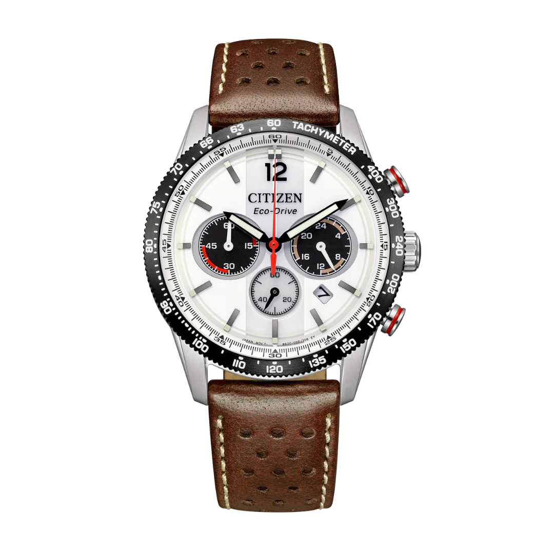 CITIZEN CA4714-04A ECO-DRIVE CHRONOGRAPH LEATHER MEN WATCH