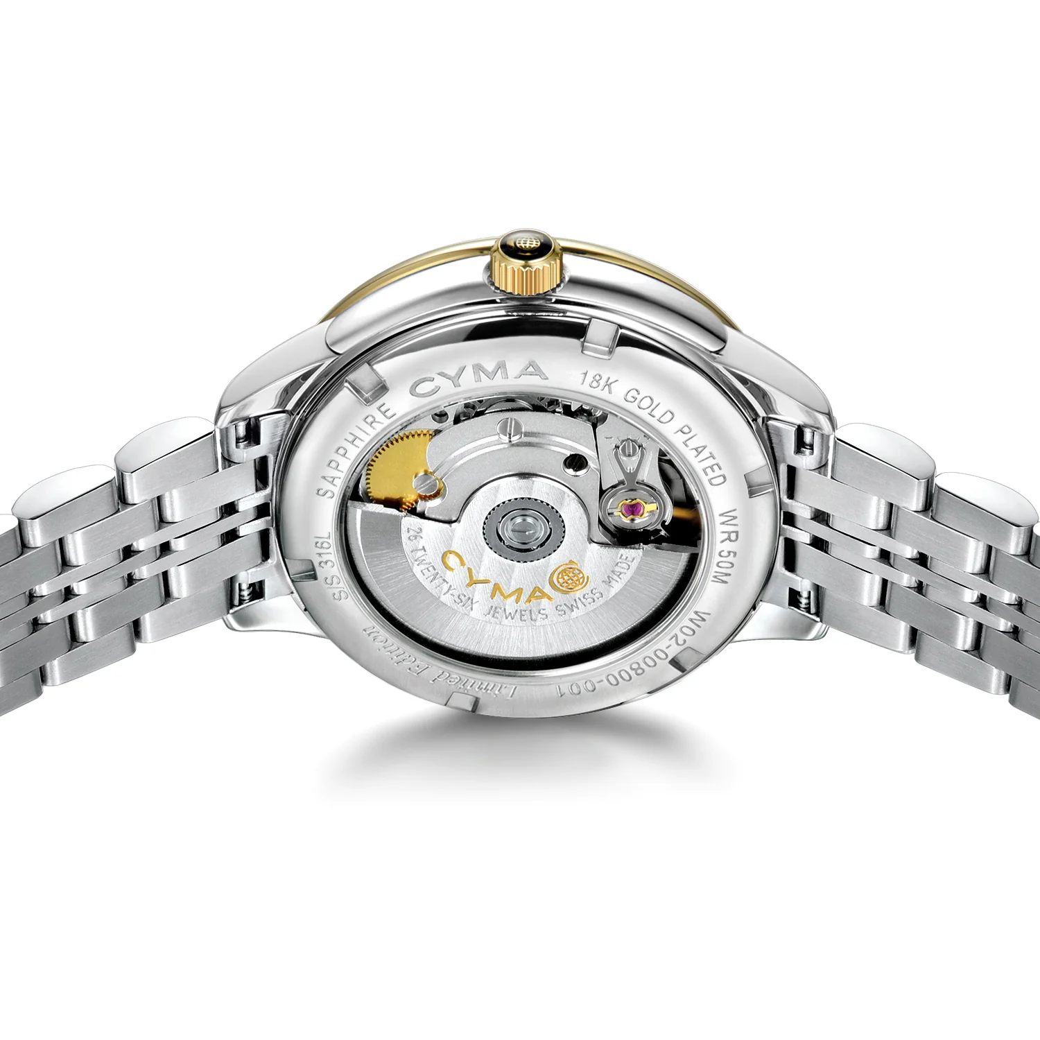 CYMA CLASSIC W02-00800-001 AUTOMATIC STAINLESS STEEL TWO-TONE WOMEN WATCH - Image 4