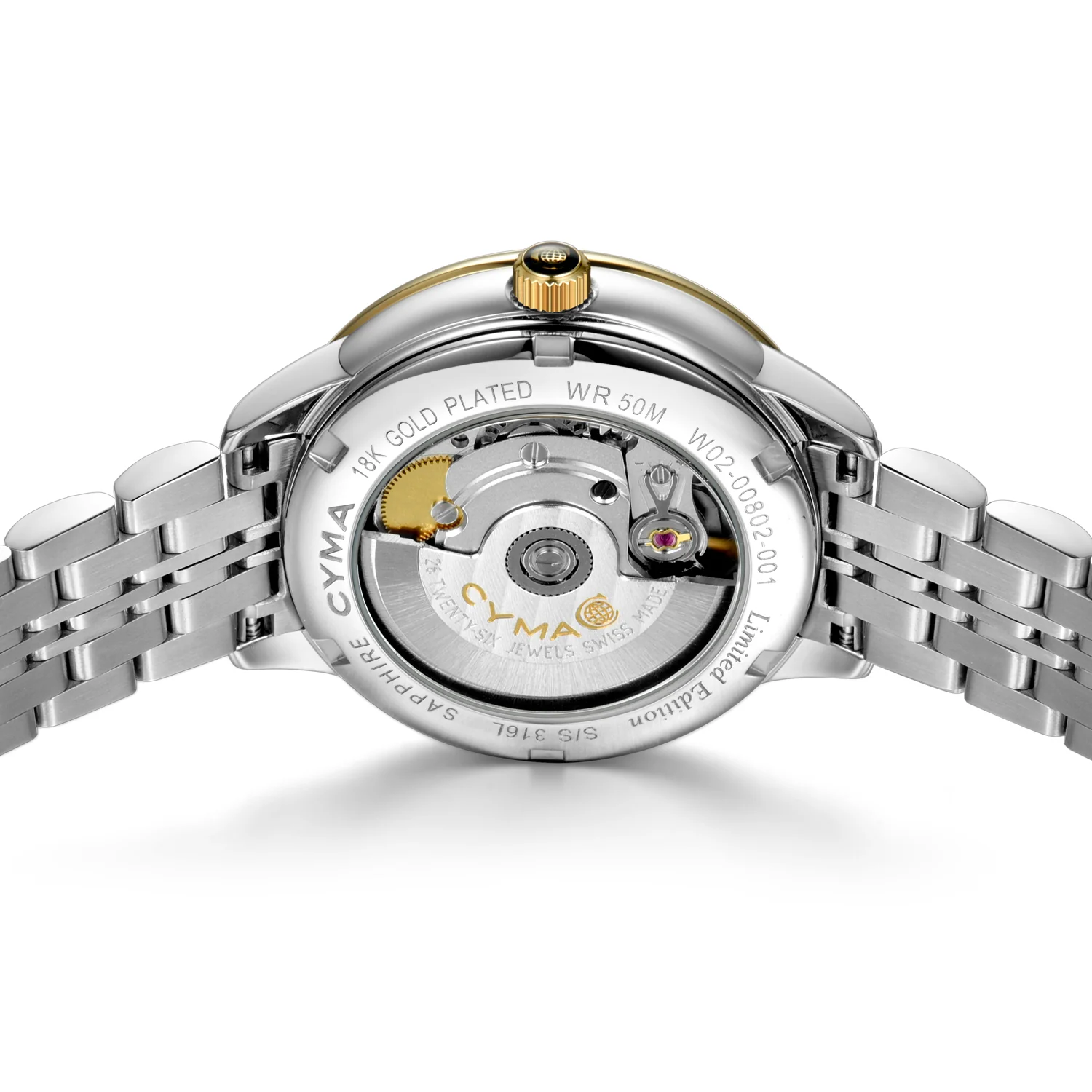 CYMA CLASSIC W02-00802-001 AUTOMATIC STAINLESS STEEL TWO-TONE WOMEN WATCH - Image 3