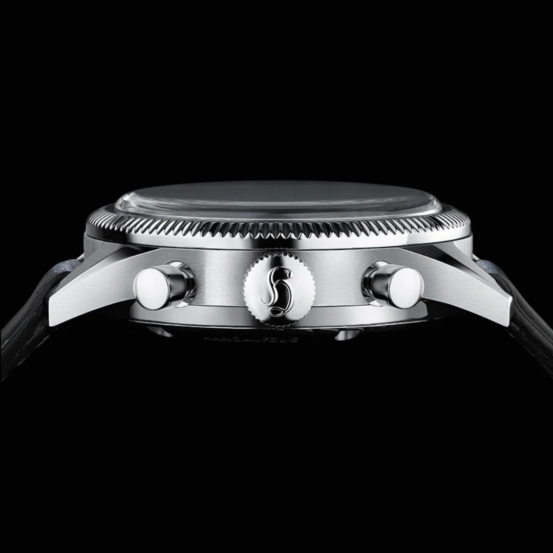 HANHART 417 ES 1954 FLYBACK PANDA 39 PIONEER H701.201-7010 CHRONOGRAPH LEATHER MEN WATCH - Image 5