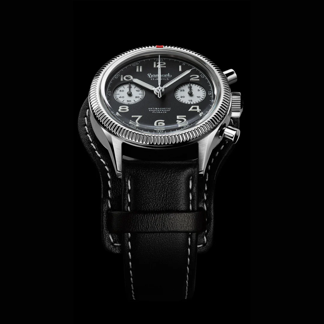 HANHART 417 ES 1954 FLYBACK REVERSE PANDA 39 H701.211-7010 CHRONOGRAPH LEATHER MEN WATCH - Image 5