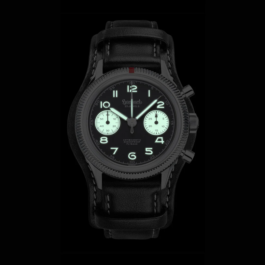 HANHART 417 ES 1954 FLYBACK REVERSE PANDA 39 H701.211-7010 CHRONOGRAPH LEATHER MEN WATCH - Image 7