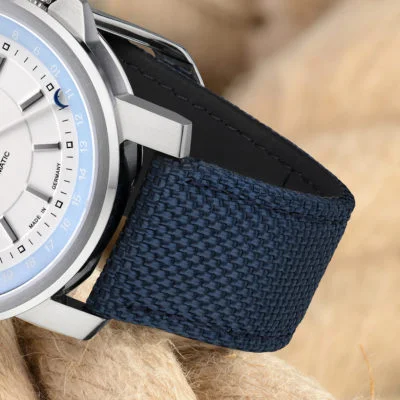 MÜHLE-GLASHÜTTE 29ER POINTER DATE M1-25-32-CB AUTOMATIC NAUTIC BLUE CANVAS STRAP MEN WATCH - Image 4