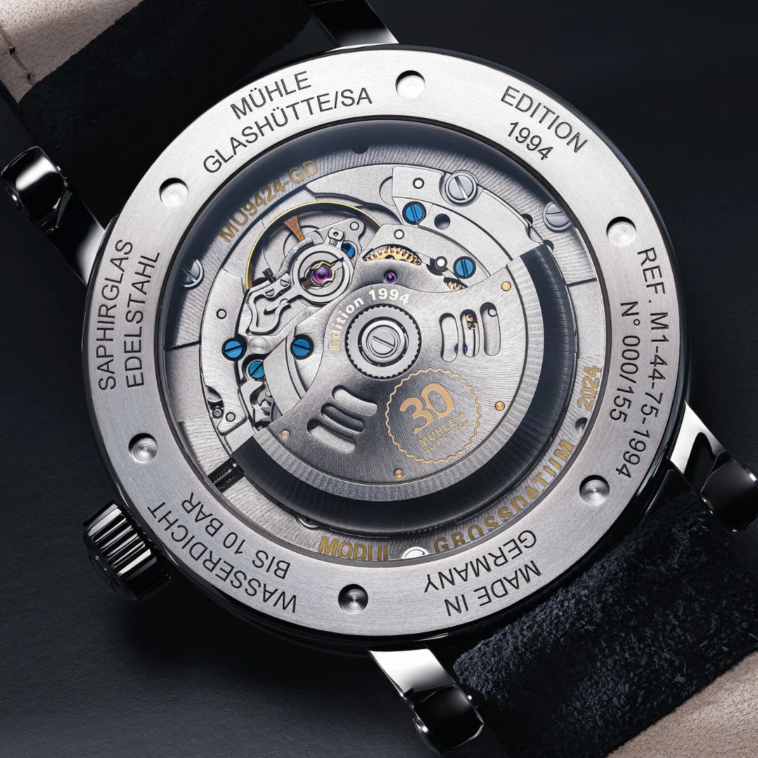 MÜHLE-GLASHÜTTE TEUTONIA IV BIG DATE EDITION 1994 M1-44-75-1994-LB AUTOMATIC BLACK CROCODILE LEATHER STRAP MEN WATCH - Image 4
