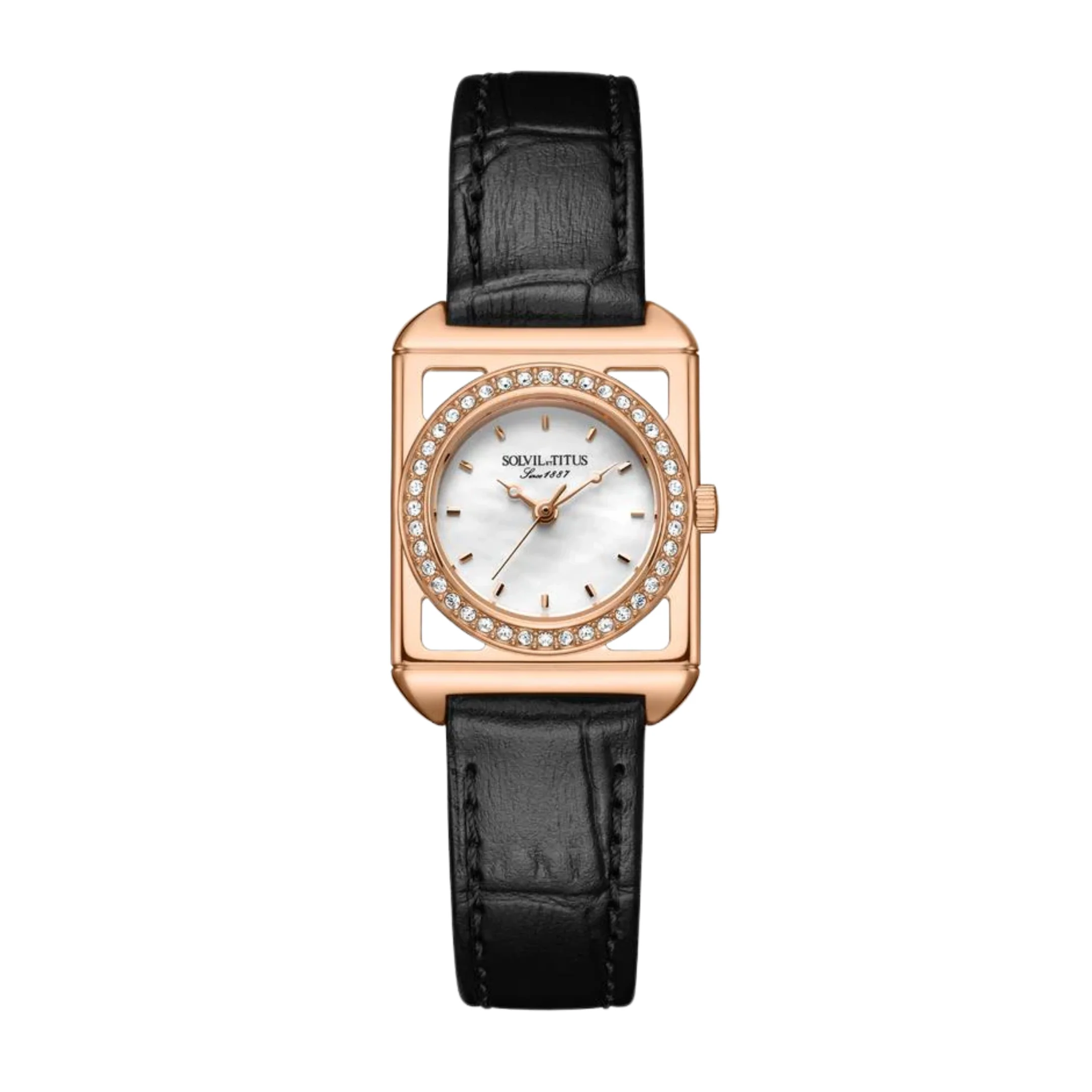 SOLVIL ET TITUS THE LETTER W06-03344-002 3 HANDS QUARTZ LEATHER WOMEN WATCH